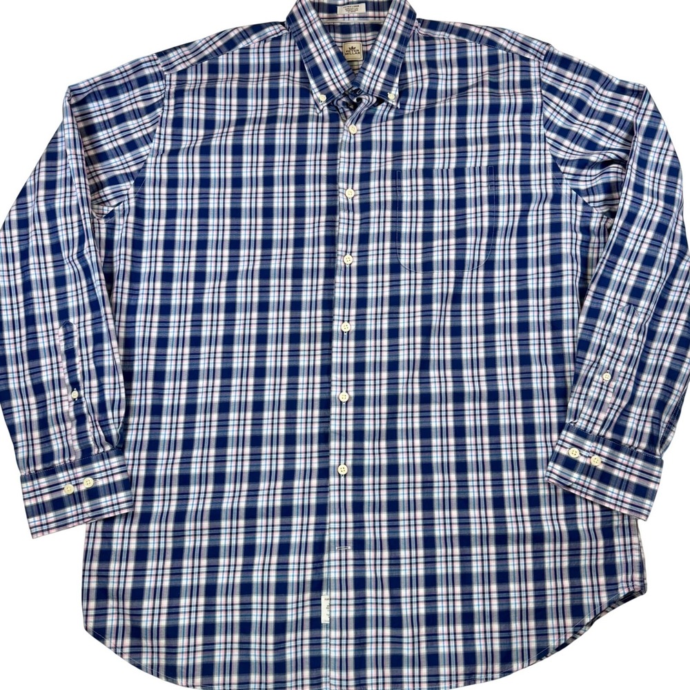 Peter Millar Plaid Button Down Men's XL Blue Pink Preppy Golf Casual Sport Shirt
